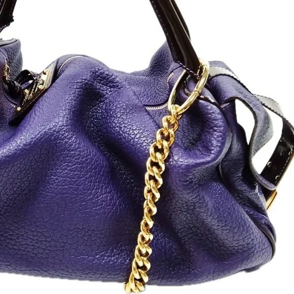 DOLCE & GABBANA Purple Leather Handbag NWT Eye Catching Design with Gold Accents - Picture 4 of 14